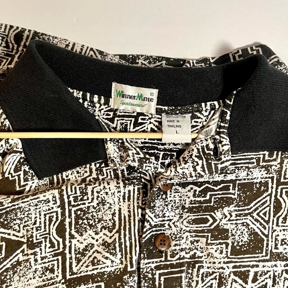 Vintage Winner Mate Sportswear Golf Polo Tribal Aztec Print Short Sleeve Shirt L - Picture 5 of 5